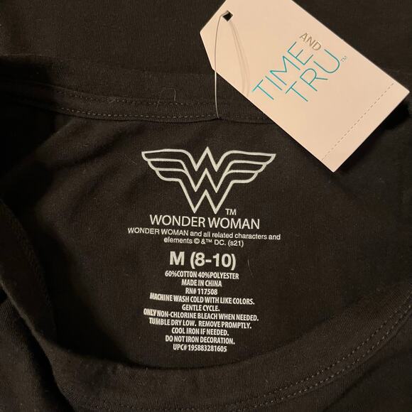 Time and Tru Girls Wonder Woman Tee in Black/Multi Size M (8/10) - Picture 5 of 5